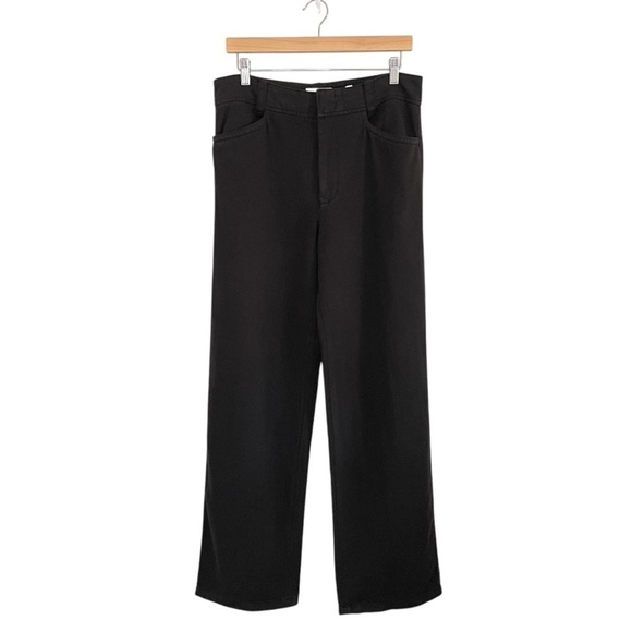 Vince High Waist Washed Casual Pant Wide Leg Cotton Linen Twill Trouser Black 12 - Picture 4 of 12